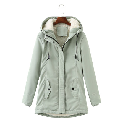 Luxus Damen Wintermantel Elegent Schwarz