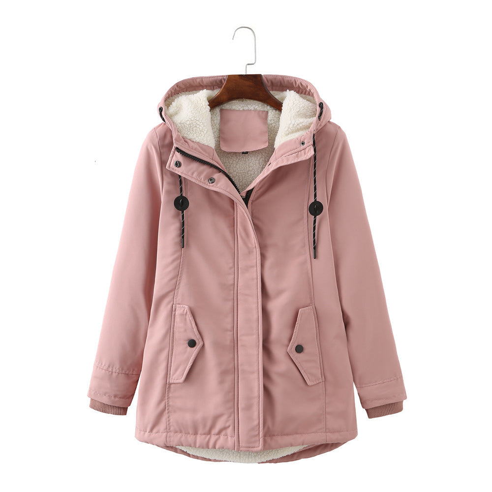 Luxus Damen Wintermantel Elegent Schwarz
