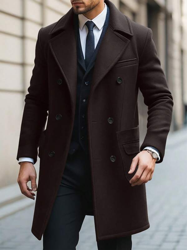 Eleganter Herren Mantel Braun Lang