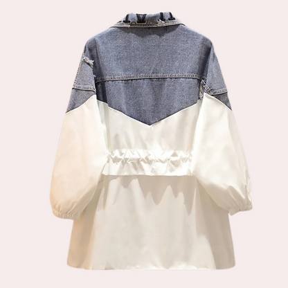 Herbstjacke Damen Modern Denim Schnüren - IdealeKleiden