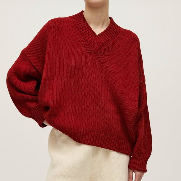Modischer V-Ausschnitt Sweater Frauen