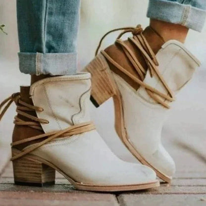 Stiefel Damen Hoch Dunkel Braun Rückenriemen - IdealeKleiden
