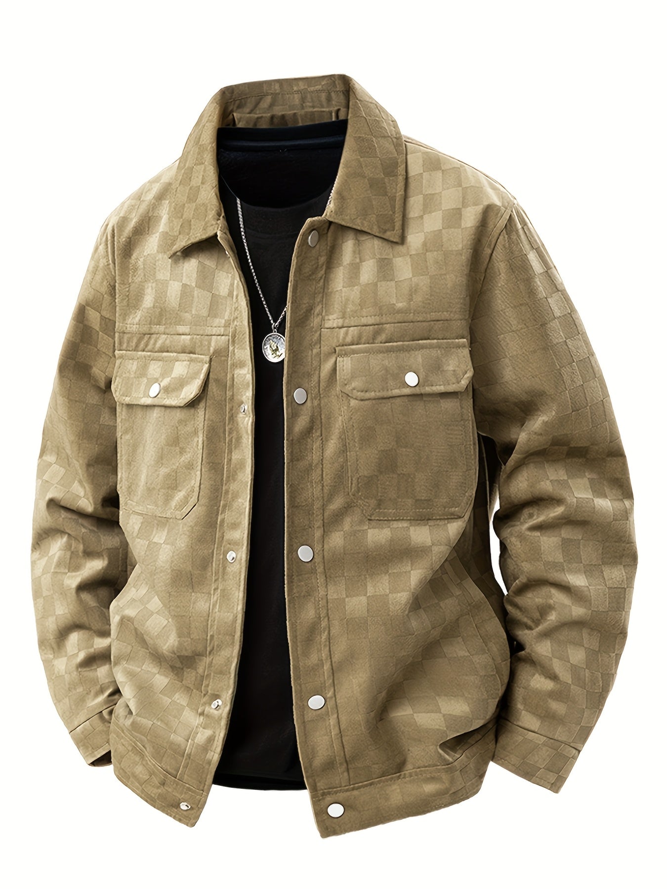 Moderne Wildlederjacke Karomuster