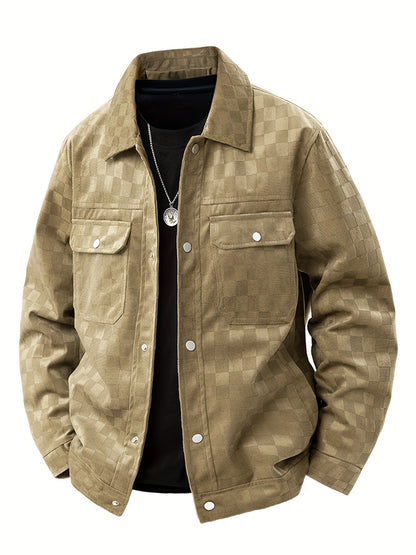 Moderne Wildlederjacke Karomuster