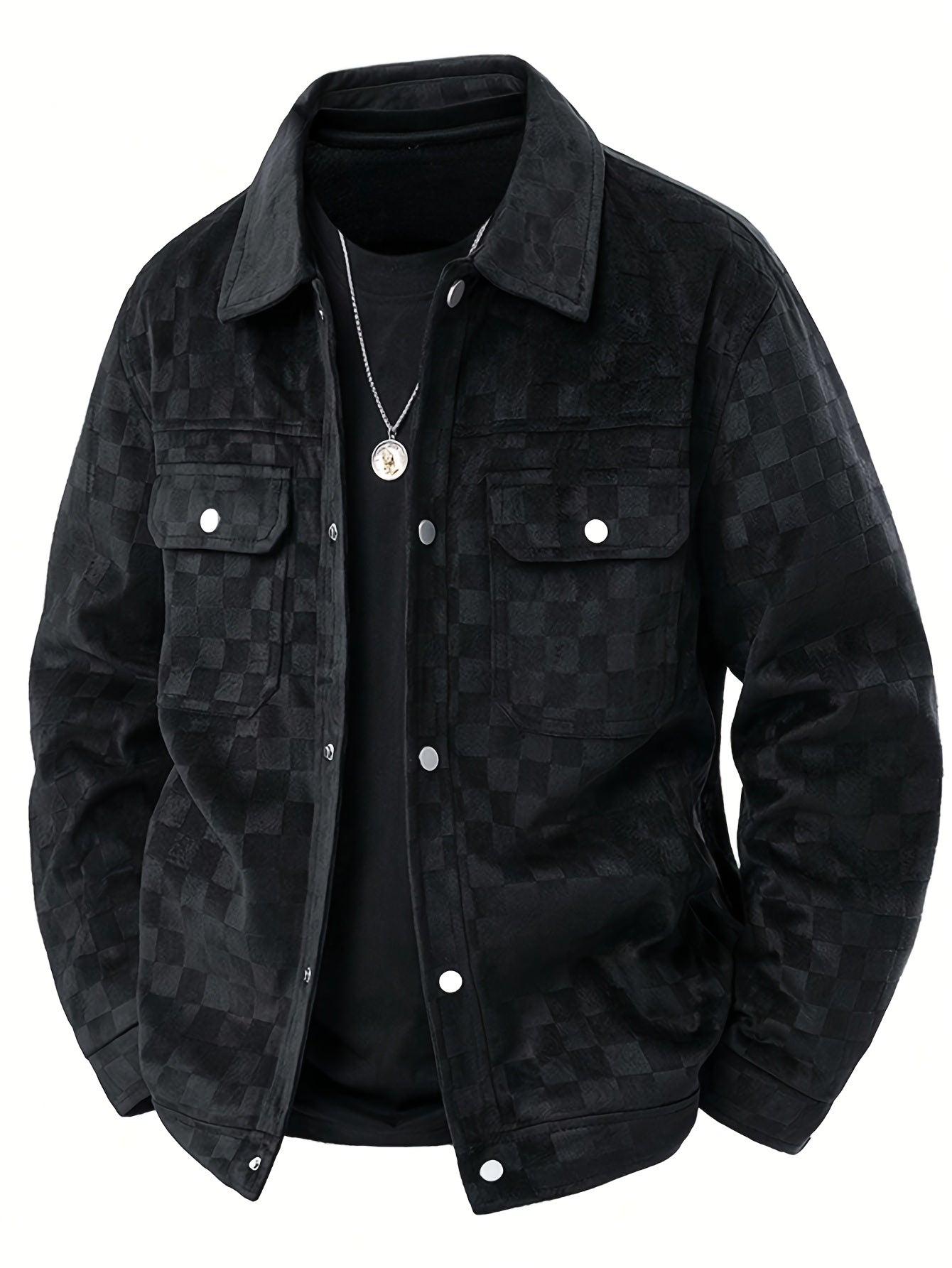 Moderne Wildlederjacke Karomuster