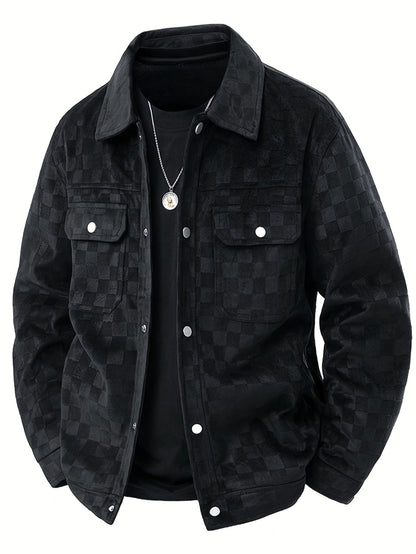 Moderne Wildlederjacke Karomuster