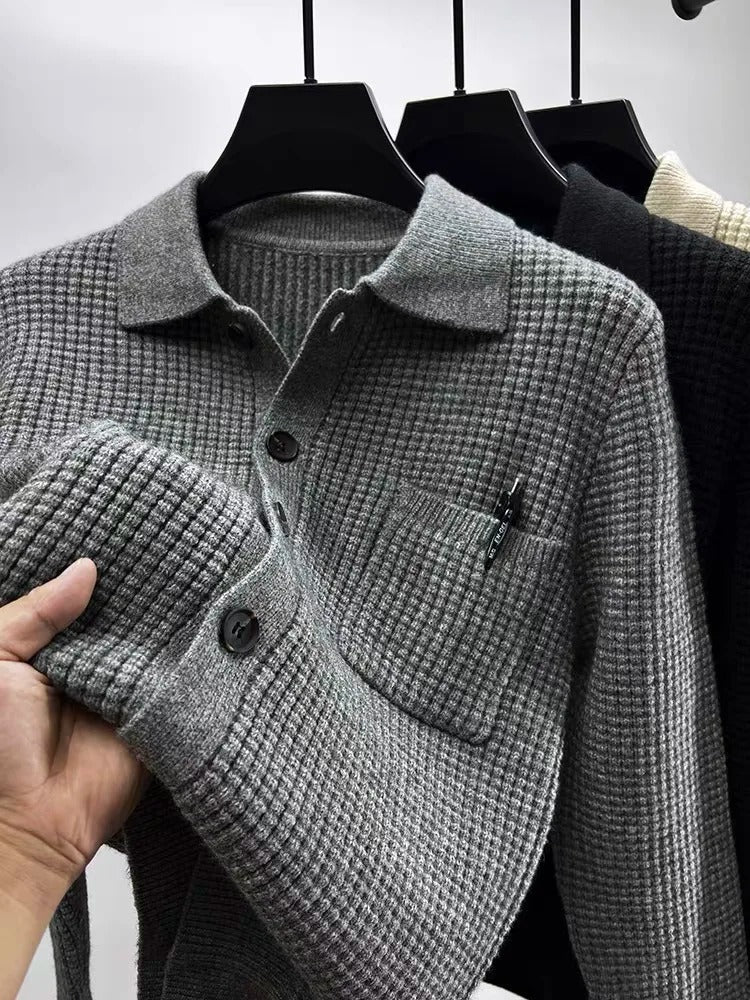 Stylisher Waffel-Cardigan Herren Modern