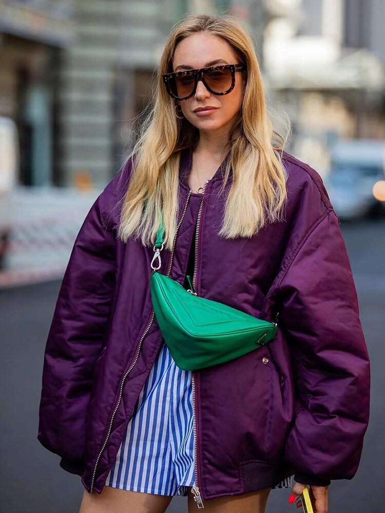 Damen Bomberjacke Groß Größe Oversized Style