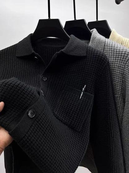 Stylisher Waffel-Cardigan Herren Modern