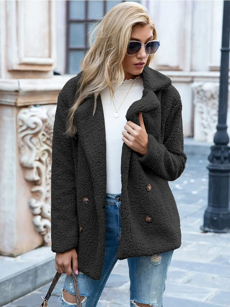 Teddycoat Doppelreiher Reverskragen Damen