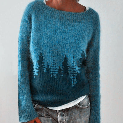 Stylischer Winterpullover mit Blumenmuster