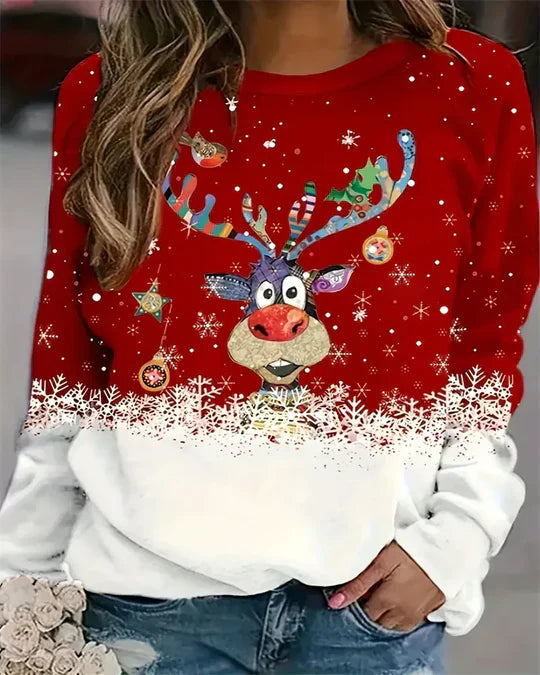 Damen Pullover Rundhals Langarm - IdealeKleiden