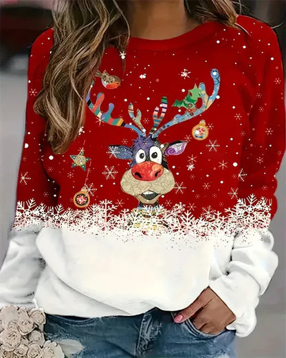 Damen Pullover Rundhals Langarm - IdealeKleiden