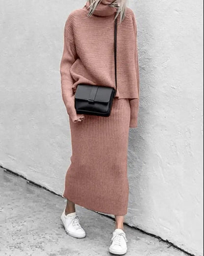 Elegant Kleid Set Hochkragen Zweiteiler