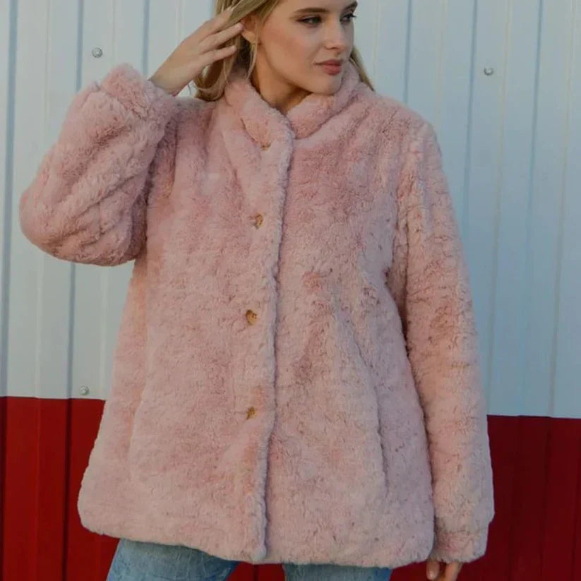 Luxus Teddy Mantel Weich Knöpfe