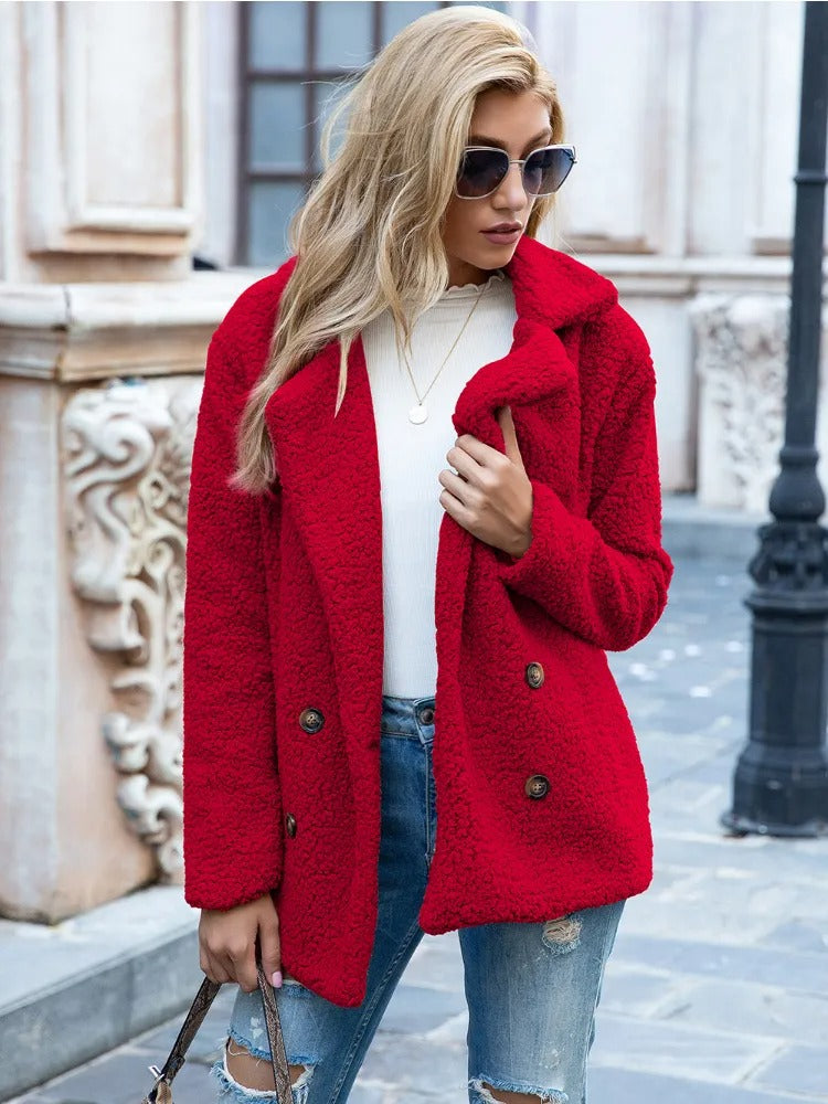 Teddycoat Doppelreiher Reverskragen Damen