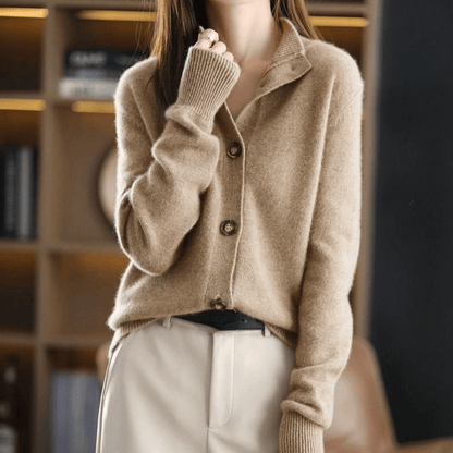 Warme Cardigan Damen Wollmischung Knöpfe Bequem
