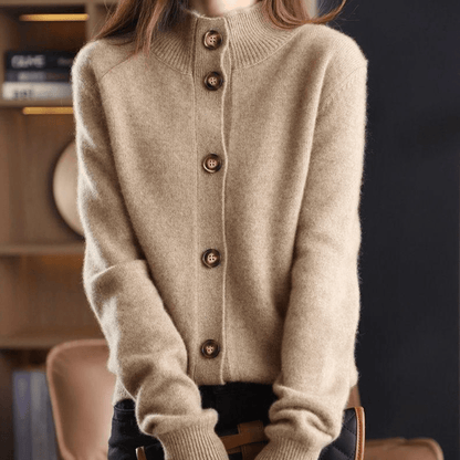 Warme Cardigan Damen Wollmischung Knöpfe Bequem - IdealeKleiden