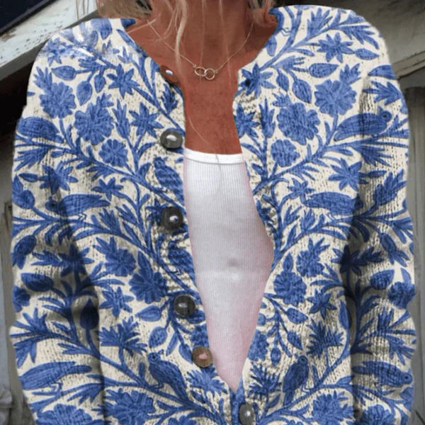 Strickjacke mit Blumenmuster Damen