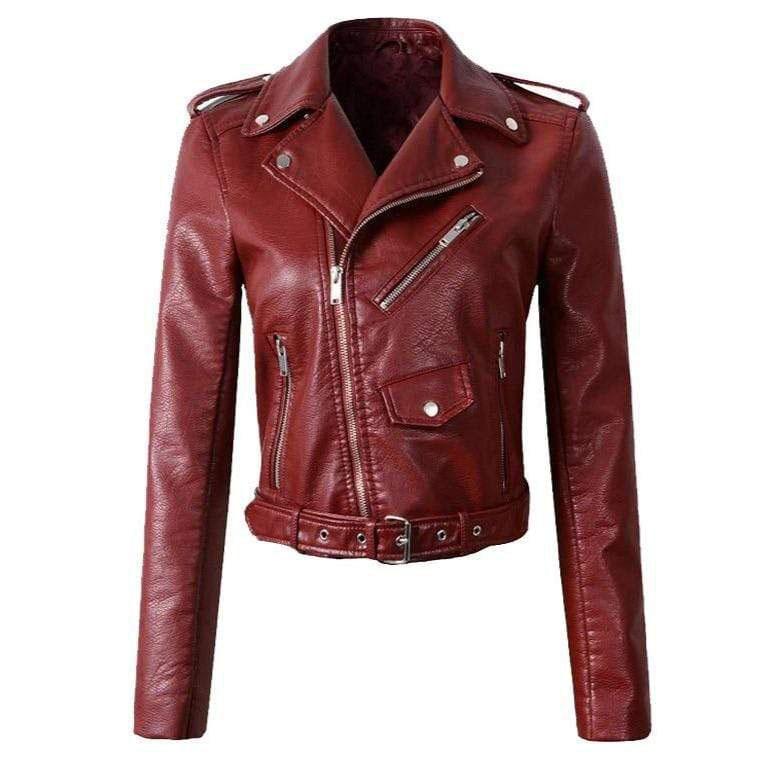 Stylische Lederjacke Damen Trendy