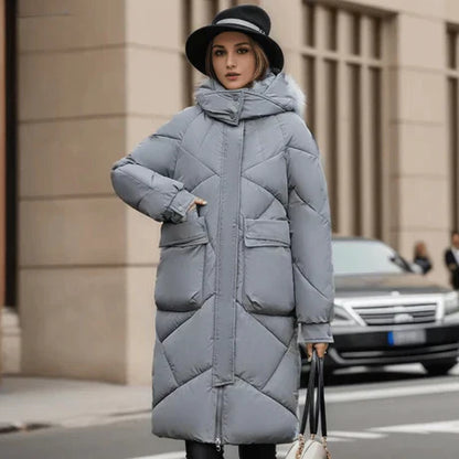 Warme Oversized-Jacke Kapuze Mittellang