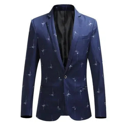 Herren Blazer Modern Weiß Gedruckt