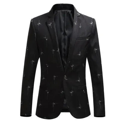 Herren Blazer Modern Weiß Gedruckt
