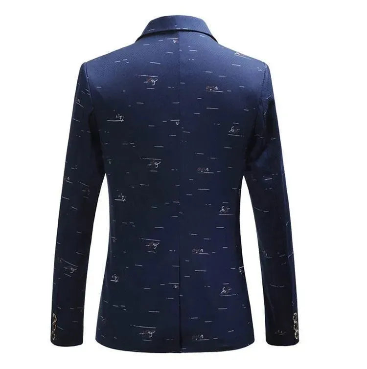 Stylischer Herrenblazer Weißer Druck - IdealeKleiden