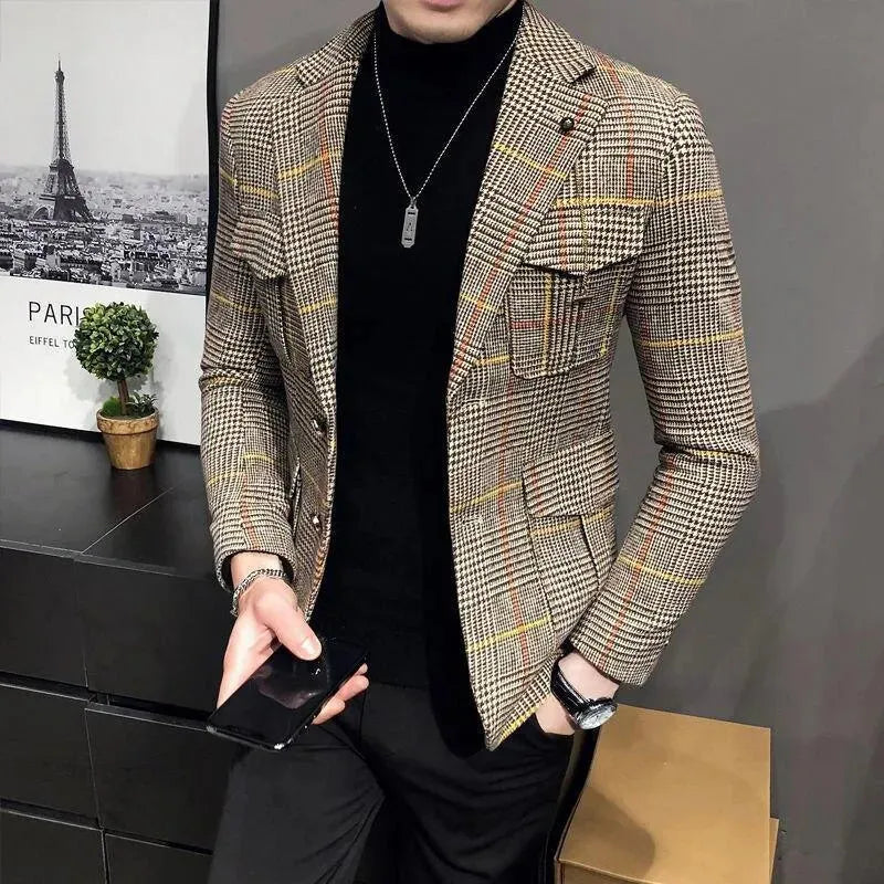 Herren Blazer Karo Houndstooth Modern