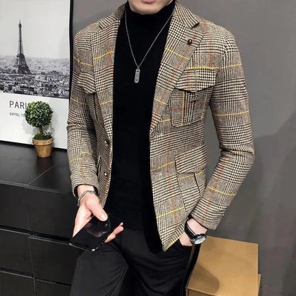 Herren Blazer Karo Houndstooth Modern