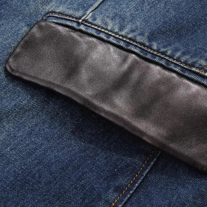 Moderne Herren Blazer - Streetwear Denim Jacke - IdealeKleiden