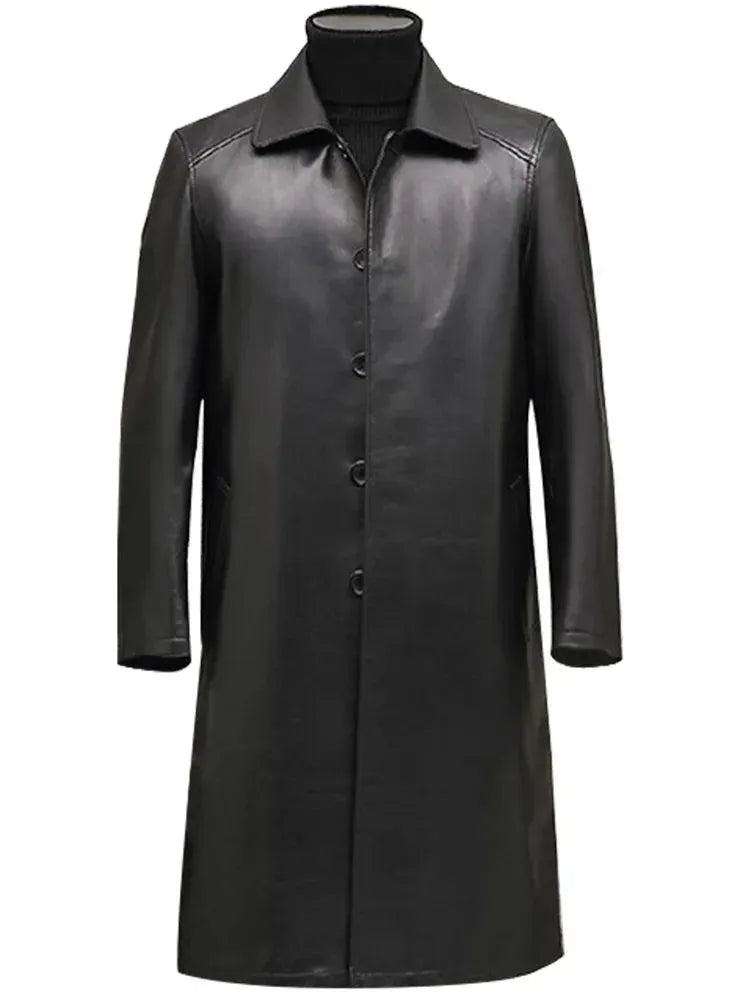 Herren Ledermantel Elegantes Design - IdealeKleiden