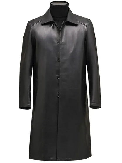 Herren Ledermantel Elegantes Design - IdealeKleiden