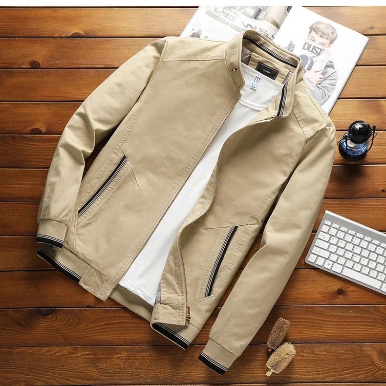 Herren Bomberjacke Baumwolle Stehkragen Modern
