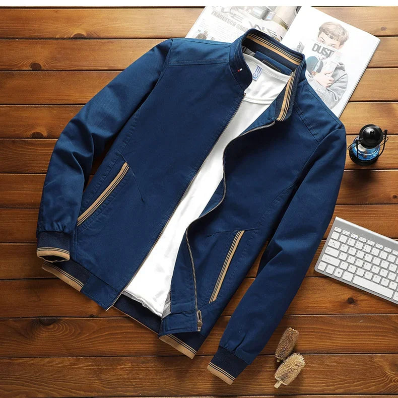 Herren Bomberjacke Baumwolle Stehkragen Modern - IdealeKleiden