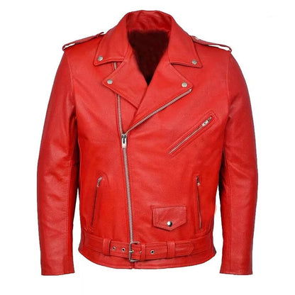 Herren Lederjacke Biker Style Asymmetrisch