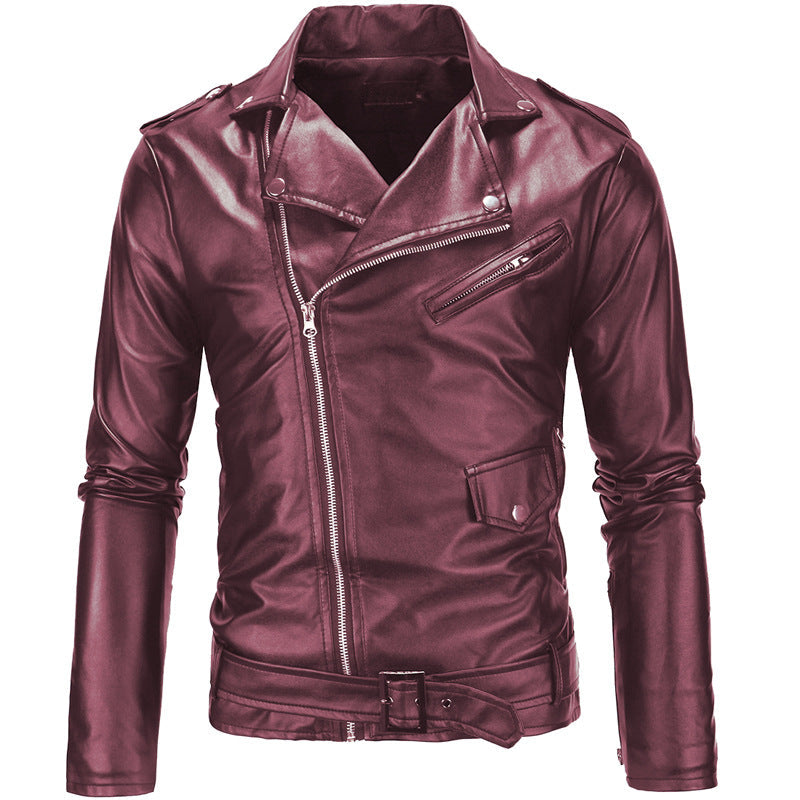 Herren Lederjacke Biker Style Asymmetrisch