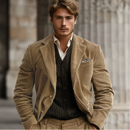 Herren Blazer Khaki Cord Elegant