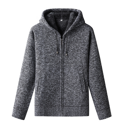 Herren Strickjacke Kapuze Reißverschluss Warm