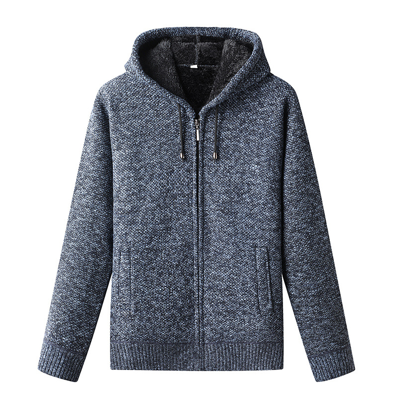Herren Strickjacke Kapuze Reißverschluss Warm