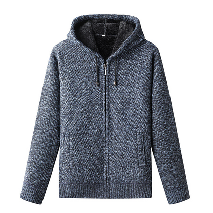 Herren Strickjacke Kapuze Reißverschluss Warm