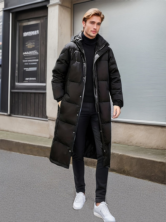 Herren Winterjacke Lang: Warm Gepolstert Reißverschluss Design - IdealeKleiden