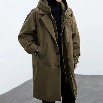 Herren Parka Winter Mantel Abnehmbare Kapuze
