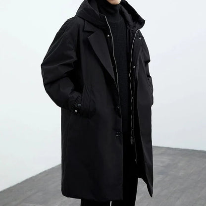 Herren Parka Winter Mantel Abnehmbare Kapuze