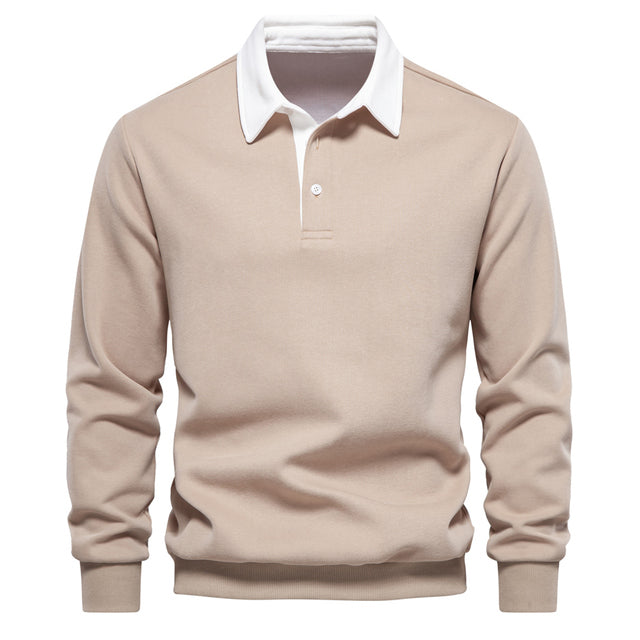 Herren Polo Pullover Langarm Modern
