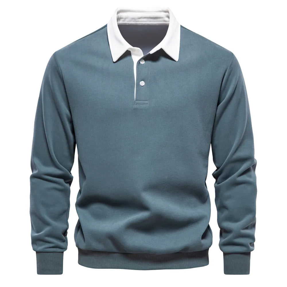 Herren Polo Pullover Langarm Modern