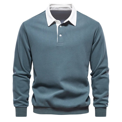 Herren Polo Pullover Langarm Modern