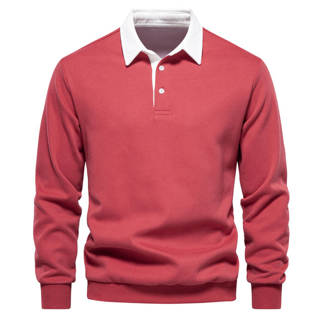 Herren Polo Pullover Langarm Modern
