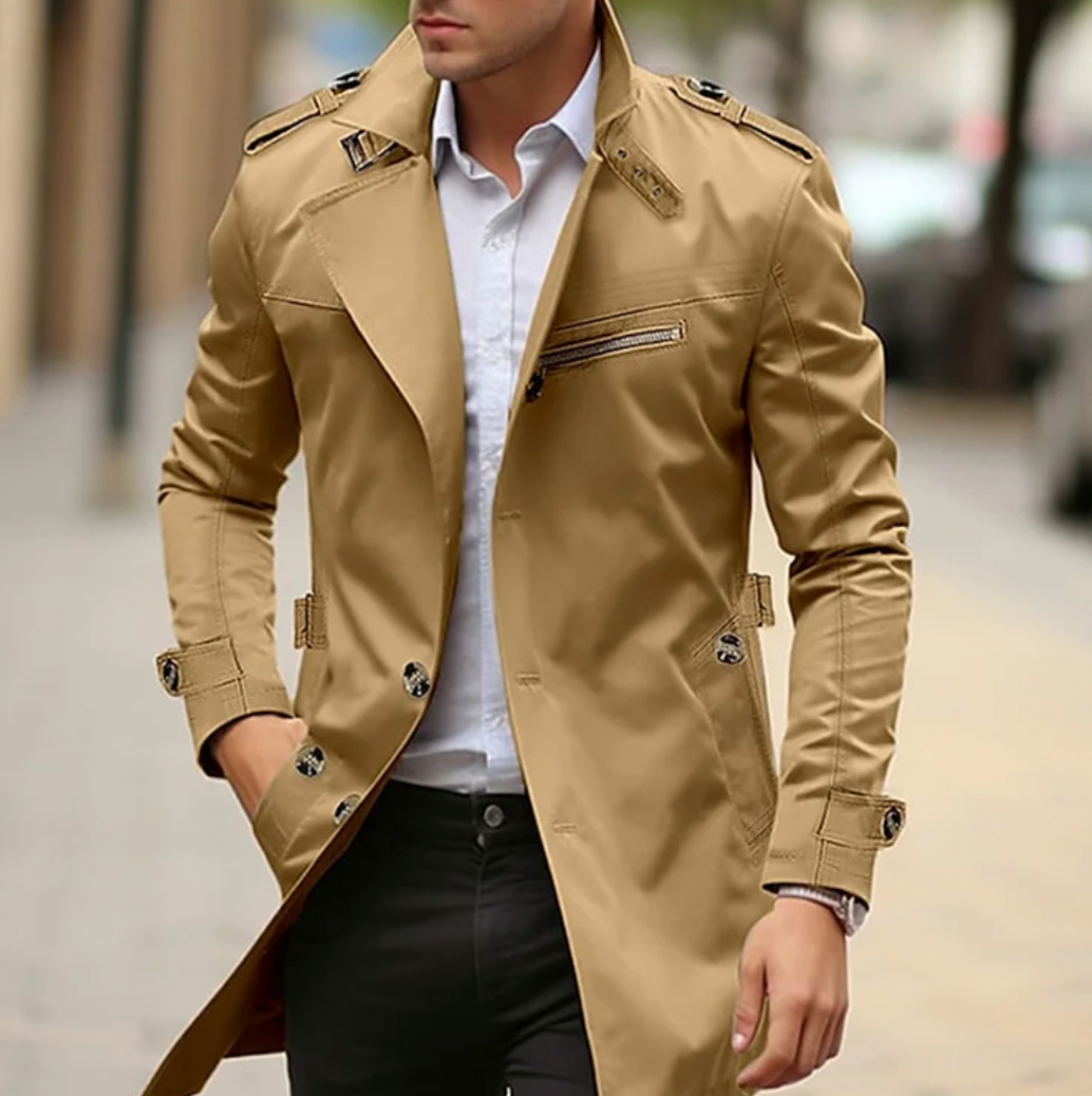 Herren Trenchcoat Elegant Baumwolle