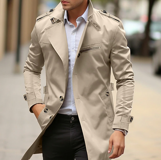 Herren Trenchcoat Elegant Baumwolle - IdealeKleiden
